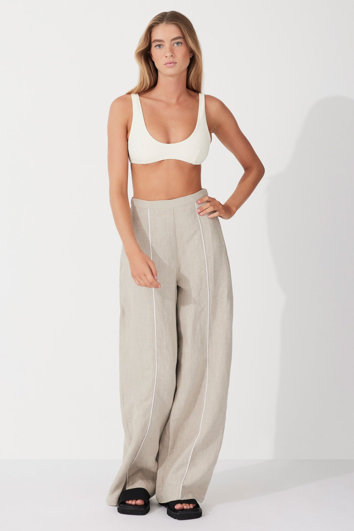 Husk Contrast Linen Pant