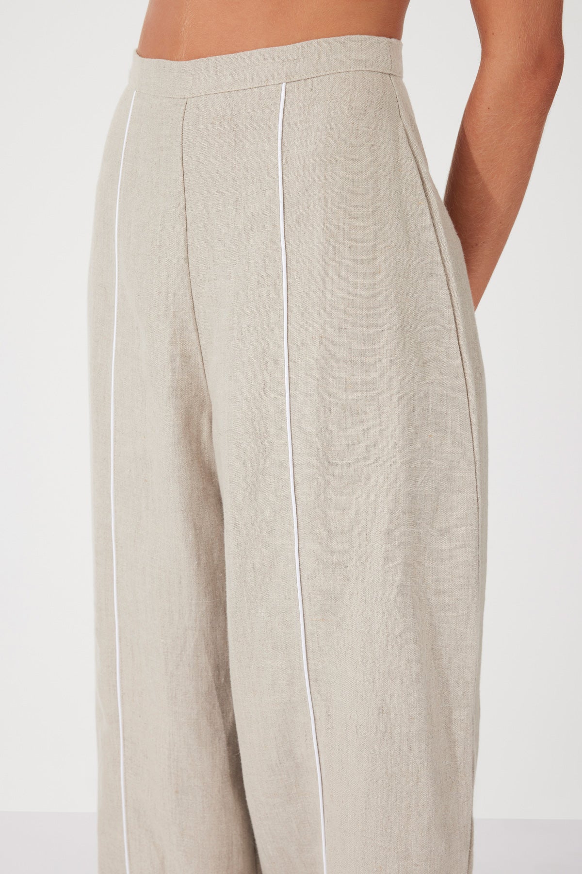 Husk Contrast Linen Pant