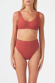 Signature Waistband Bralette Top - Earth Red