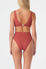 Signature Waistband Bralette Top - Earth Red