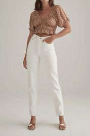 Abby Top Tan Polka