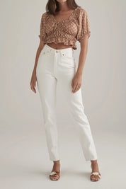 Abby Top Tan Polka