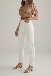 Abby Top Tan Polka