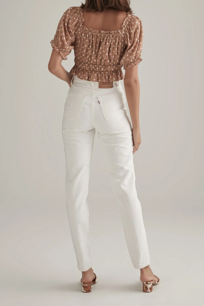 Abby Top Tan Polka