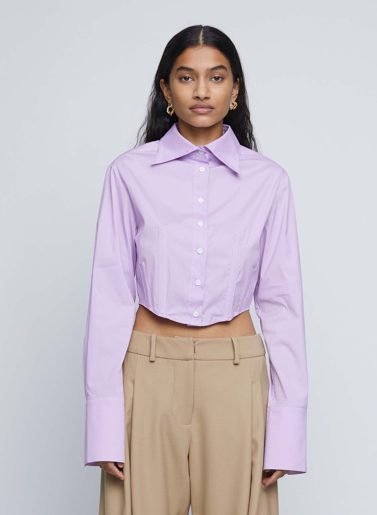 FRANKIE SHIRT - LAVENDER W/TOPSTITCH