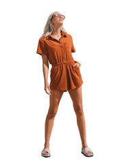 Terry Towelling Romper Rust