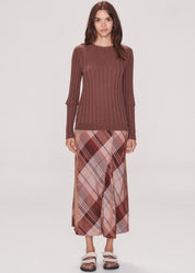 Lou Button Sleeve Rib Knit Cinnamon