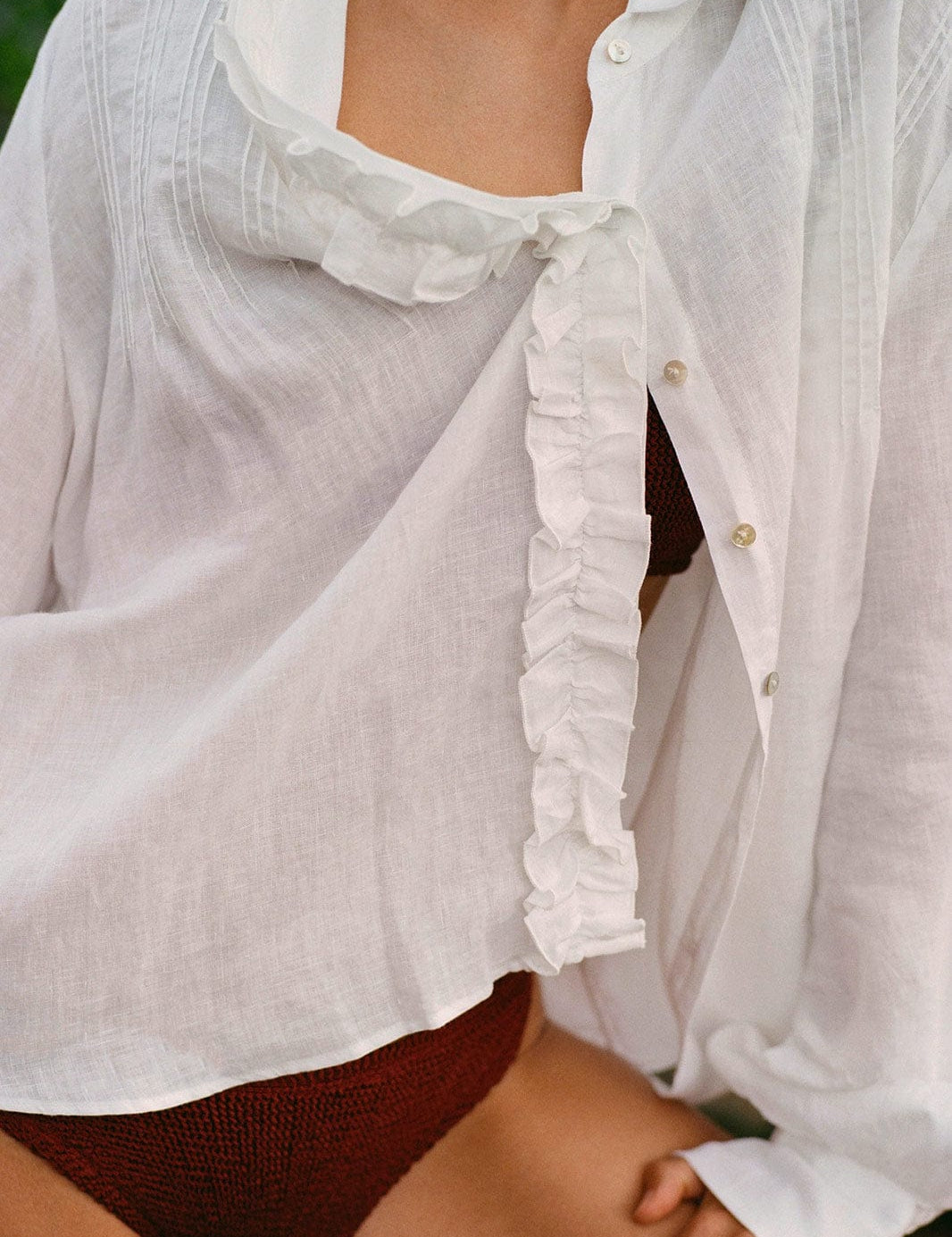 arkitaip Blouses The Johana Linen Blouse in white