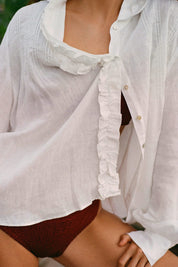 arkitaip Blouses The Johana Linen Blouse in white