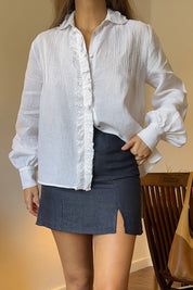 arkitaip Blouses The Johana Linen Blouse in white