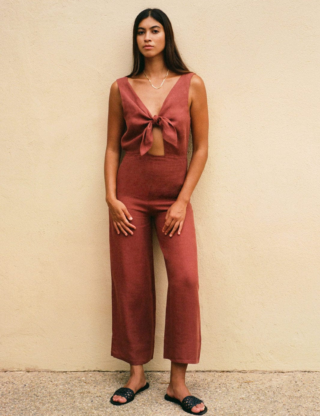 arkitaip Jumpsuits The Gretl Linen Jumpsuit in terracotta - Archive