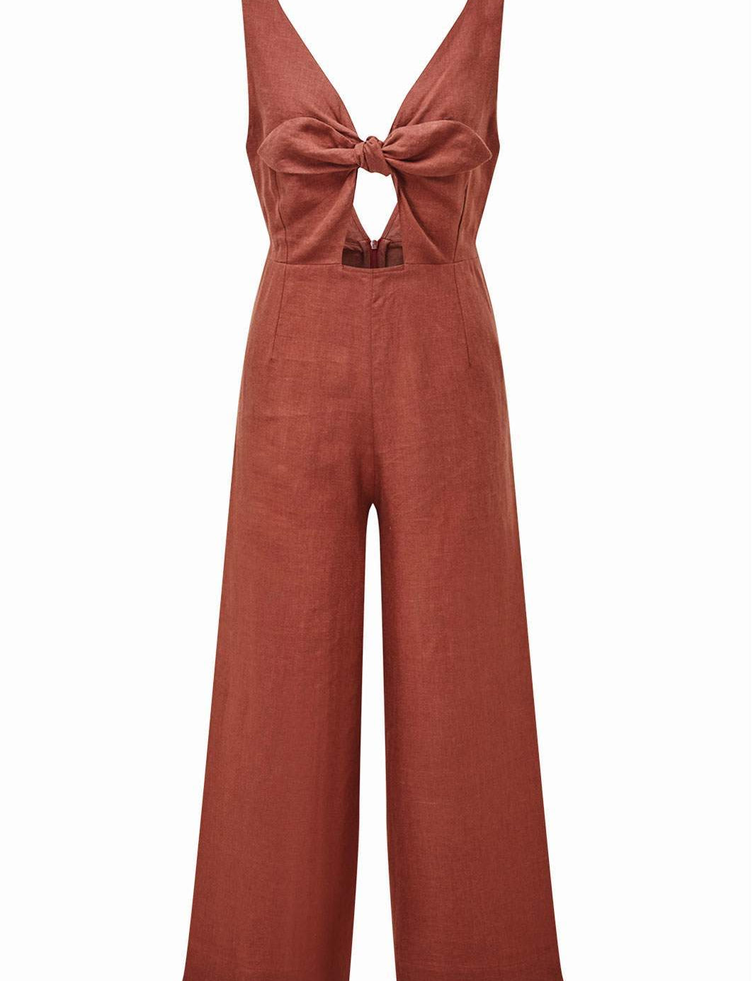 arkitaip Jumpsuits The Gretl Linen Jumpsuit in terracotta - Archive