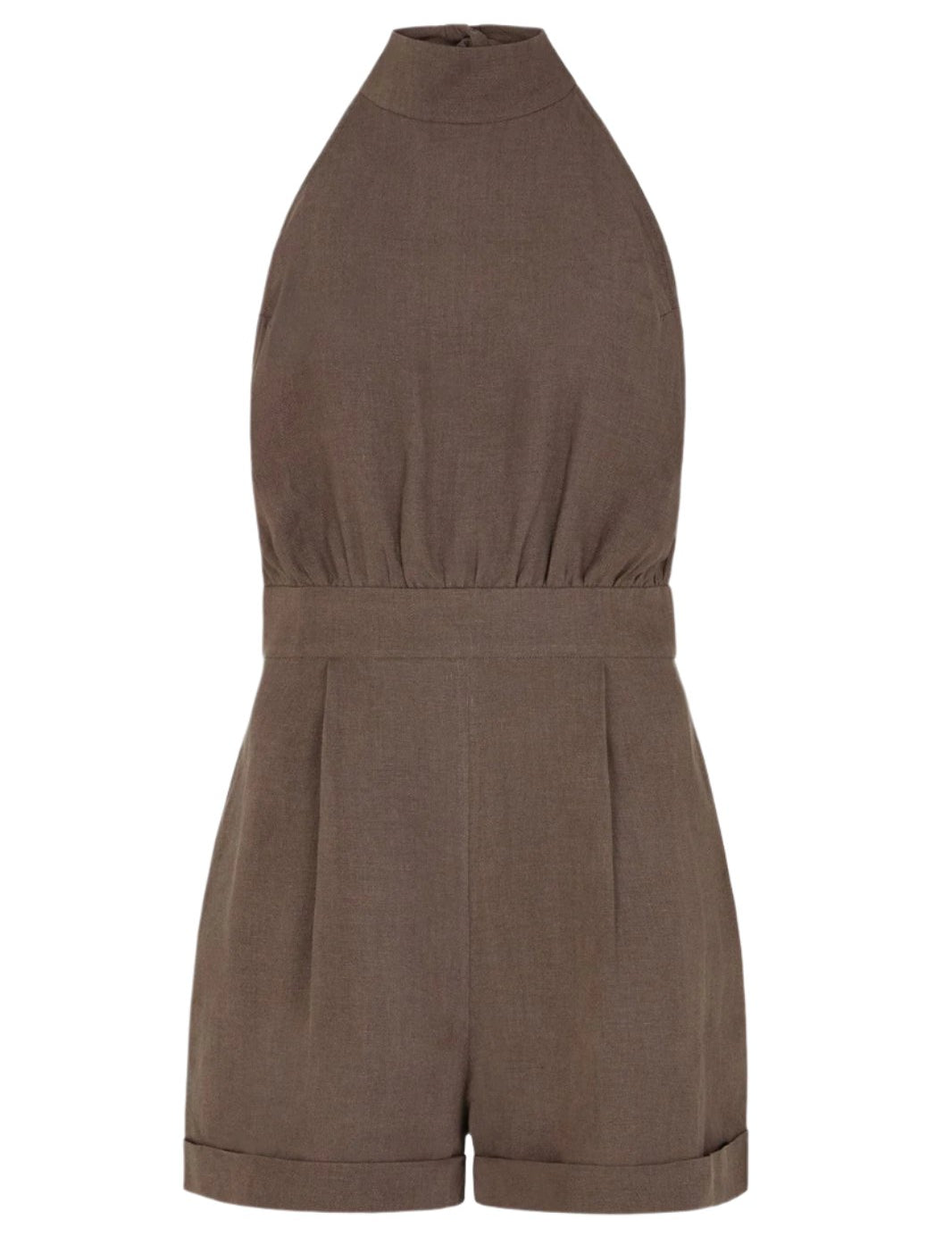 arkitaip Jumpsuits The Louise Short Halterneck Jumpsuit in mocha