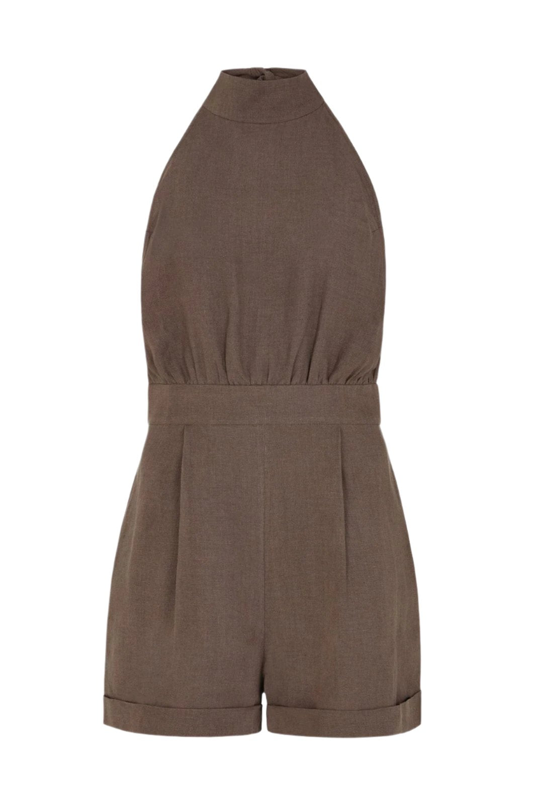 arkitaip Jumpsuits The Louise Short Halterneck Jumpsuit in mocha