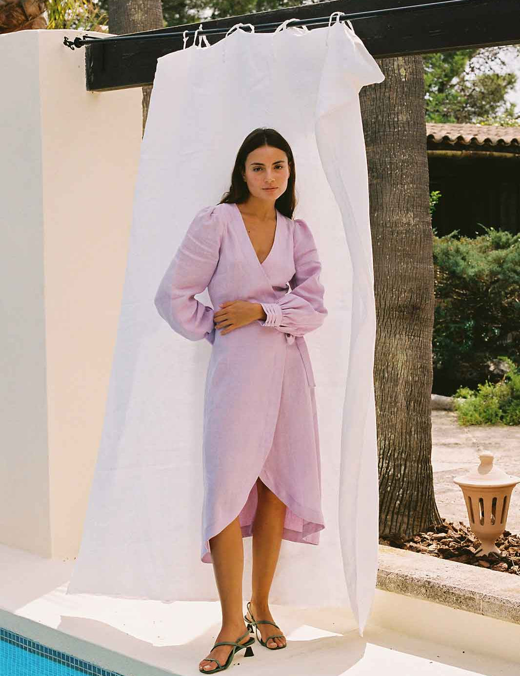 arkitaip Maxi Dresses The Garance Midi Wrap Dress in lavender - Sample