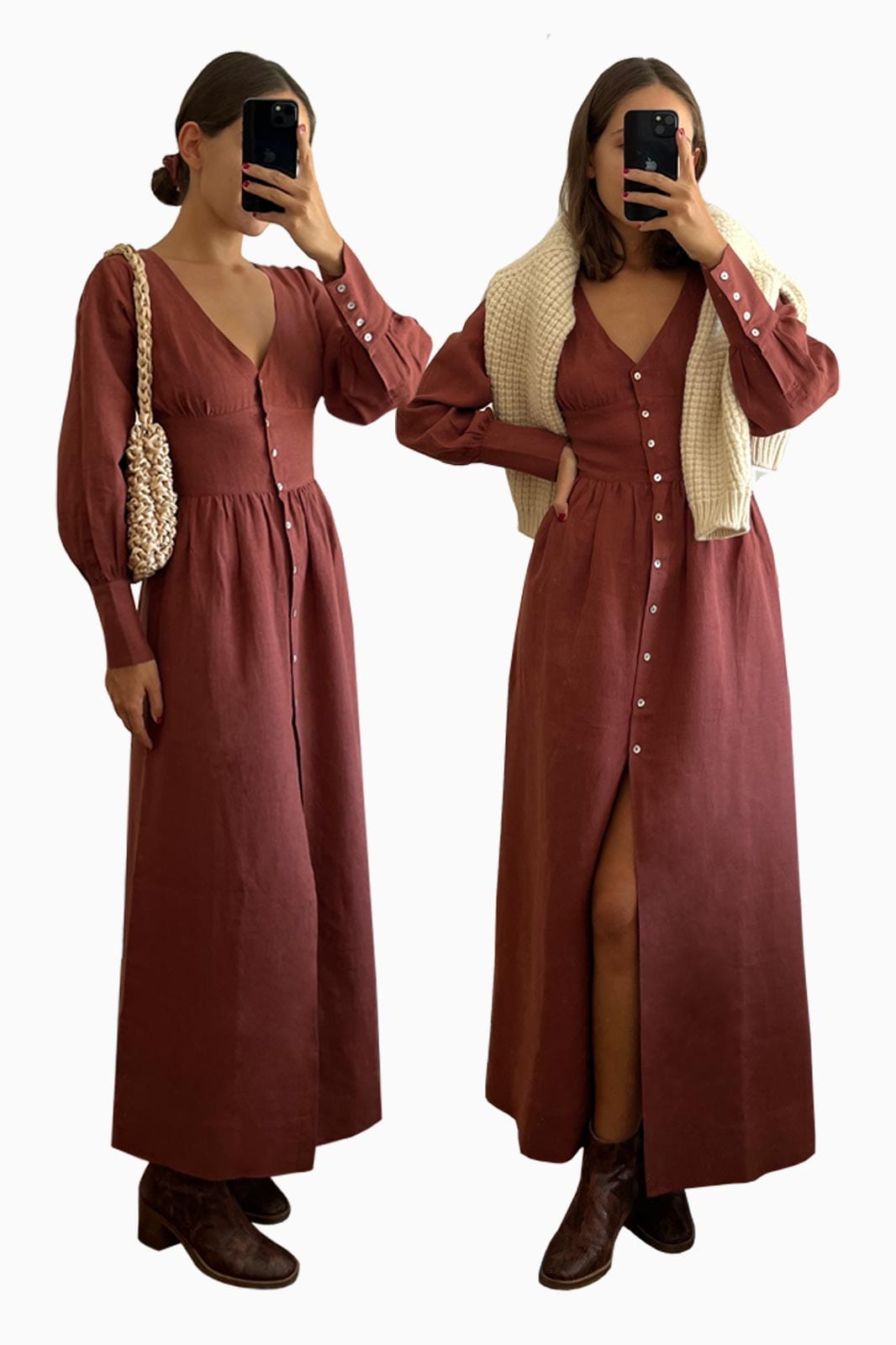 arkitaip Maxi Dresses The Gertrude Linen Maxi Dress in Terracotta