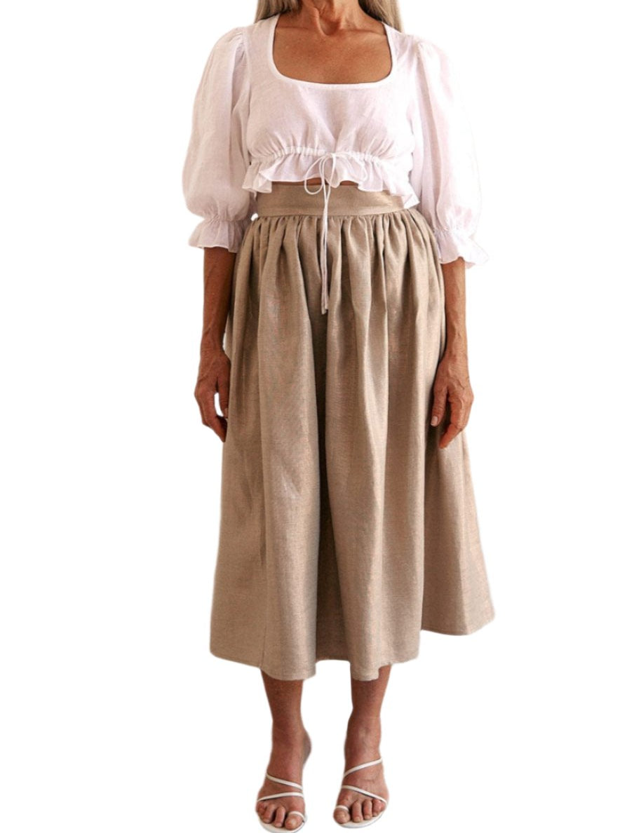 arkitaip Skirts The Paulina Midi Skirt in gold