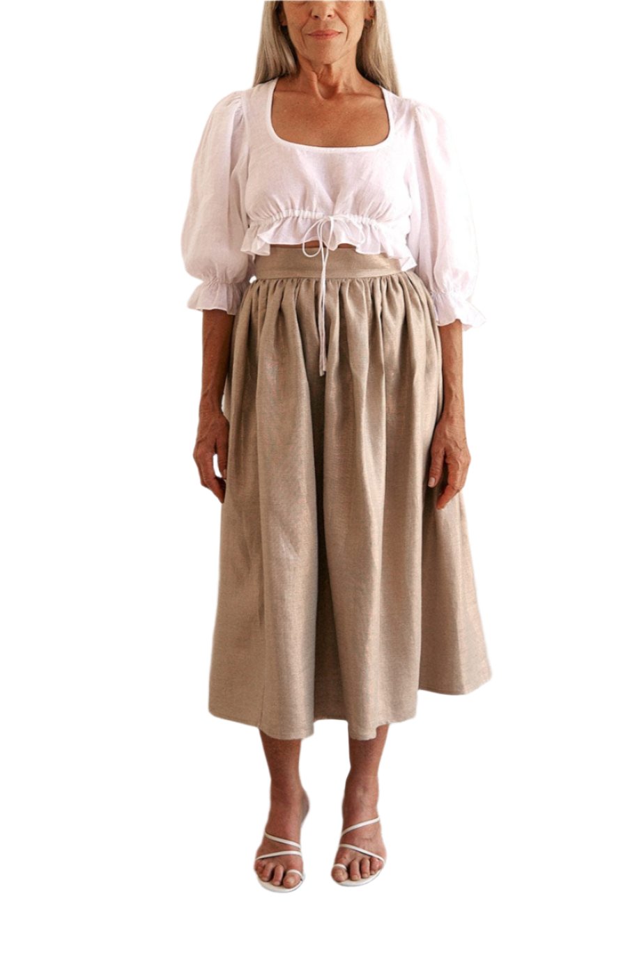 arkitaip Skirts The Paulina Midi Skirt in gold