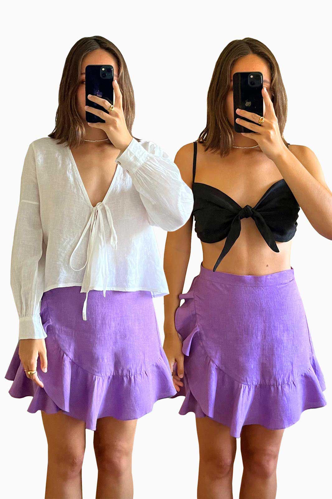 arkitaip Skirts The Sharon Ruffled Mini Skirt in Purple - Archive Sale