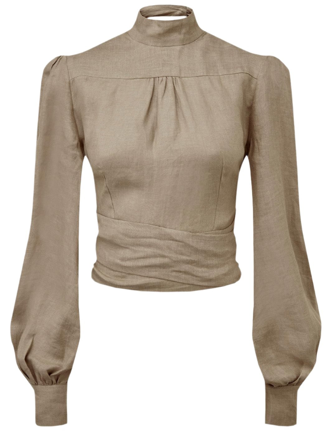 arkitaip Tops The Gabri Linen Wrap Top in taupe - Sample