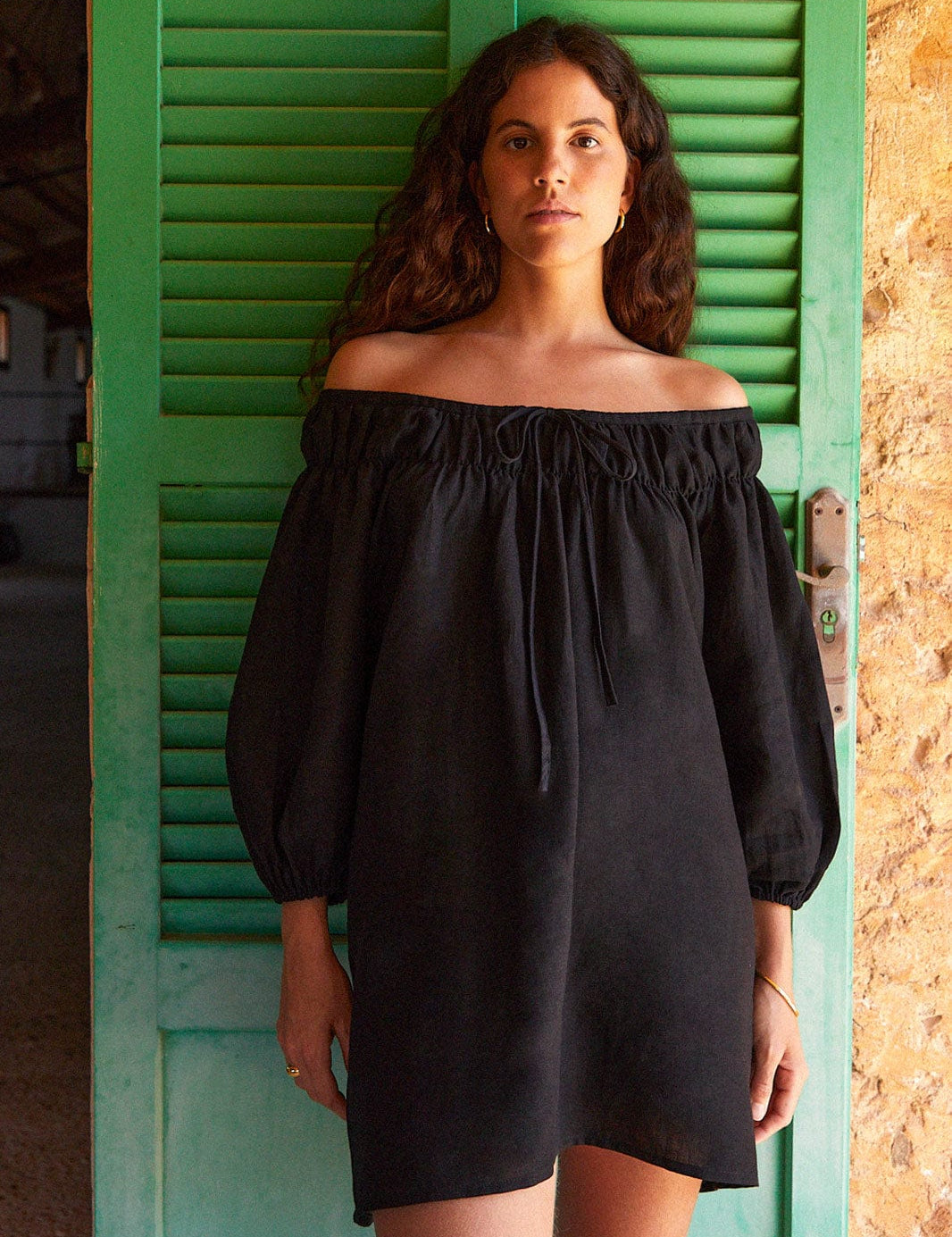 arkitaip Tunics The Malou Mini Kaftan in black - Sample