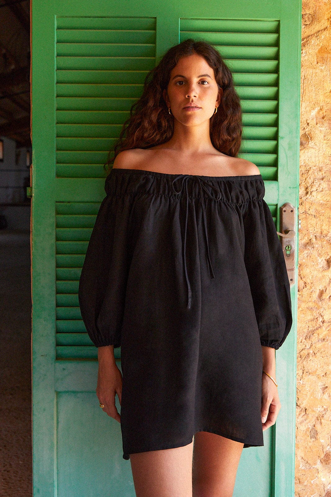 arkitaip Tunics The Malou Mini Kaftan in black - Sample