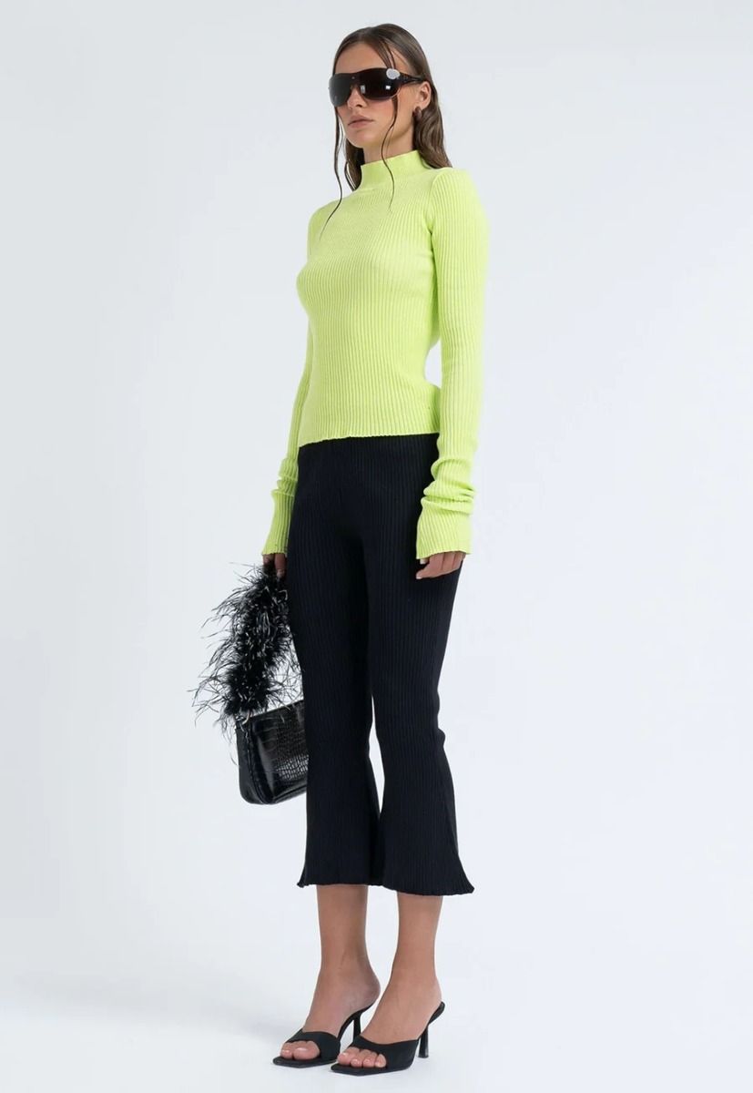 Ribbed Mock-Neck Skivvy in Algae