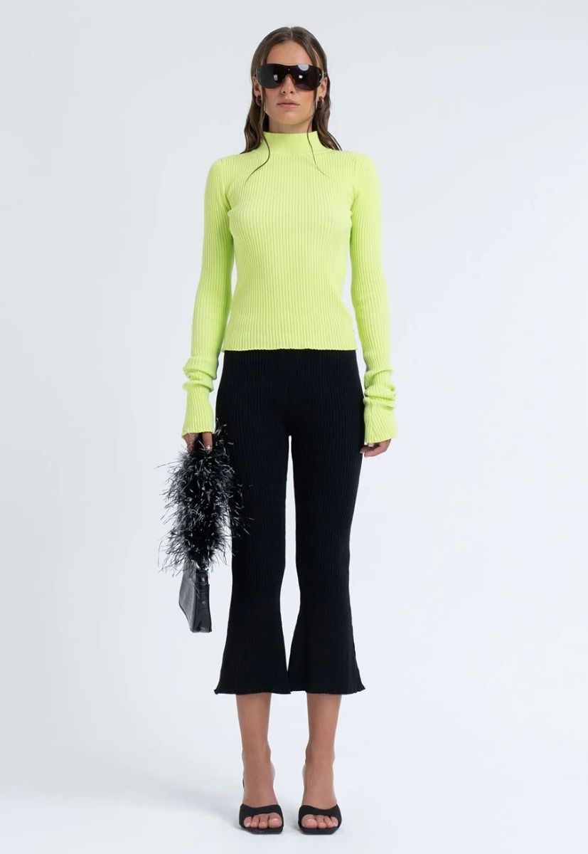 Ribbed Mock-Neck Skivvy in Algae