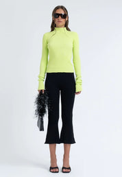 Ribbed Mock-Neck Skivvy in Algae