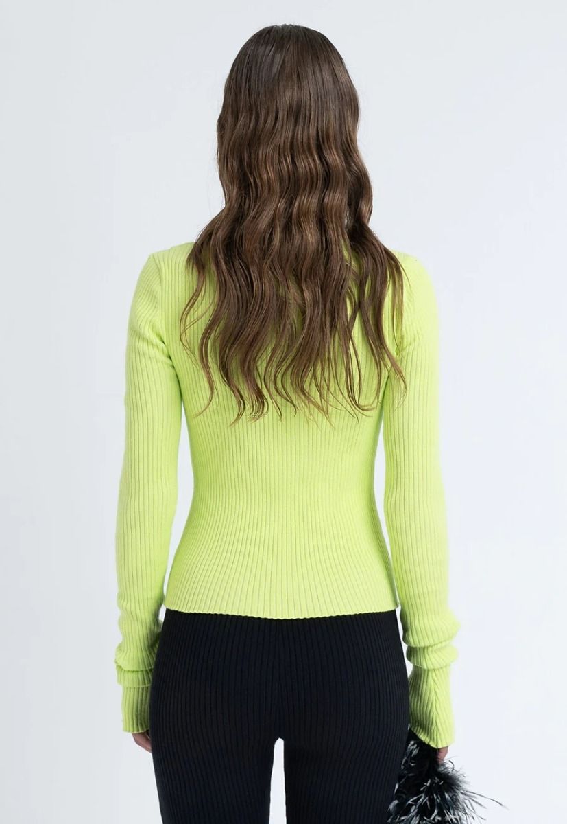 Ribbed Mock-Neck Skivvy in Algae