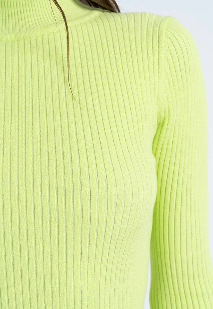 Ribbed Mock-Neck Skivvy in Algae