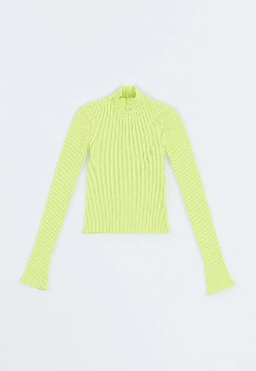 Ribbed Mock-Neck Skivvy in Algae