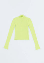 Ribbed Mock-Neck Skivvy in Algae