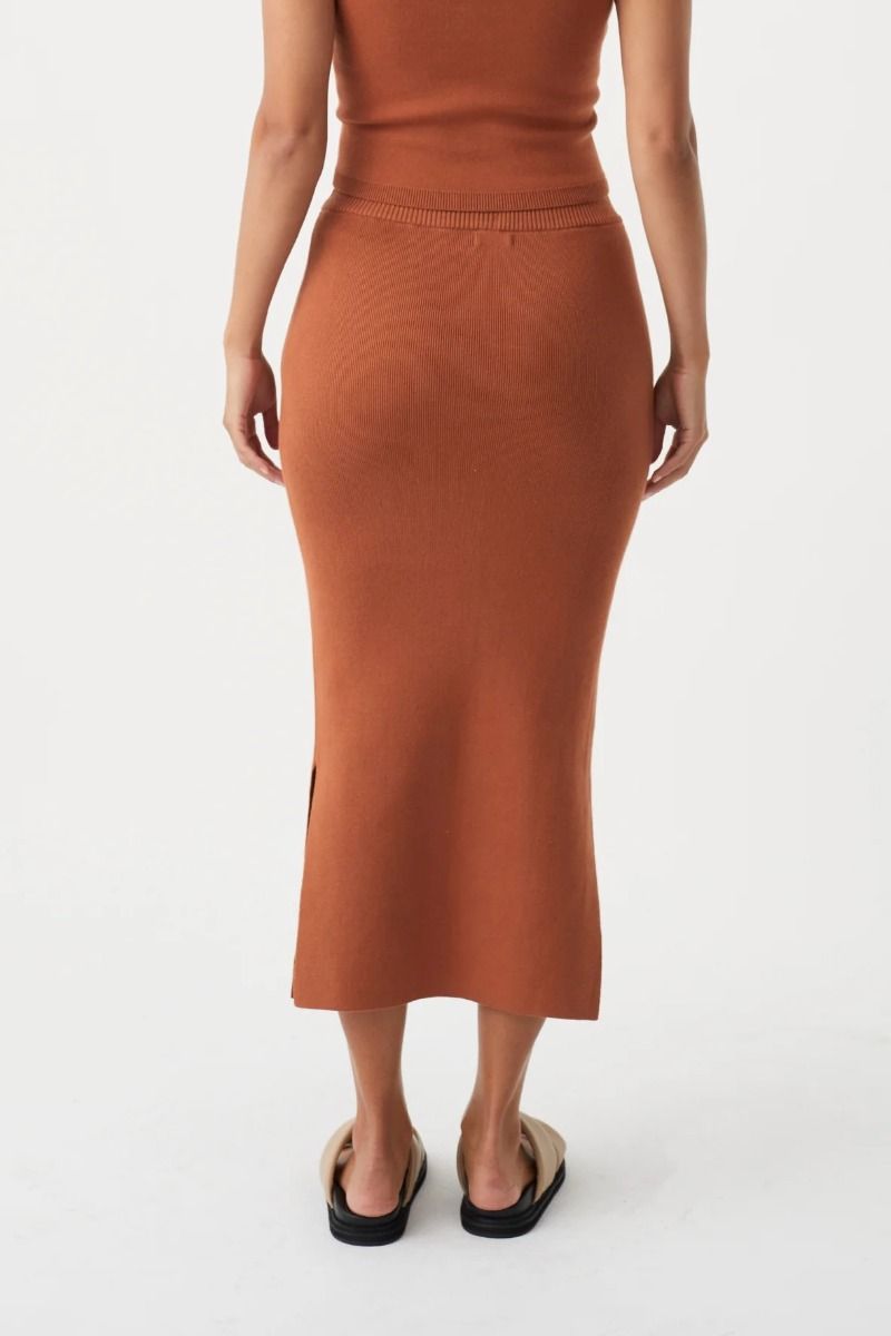 Harper Organic Knit Skirt - Tobacco