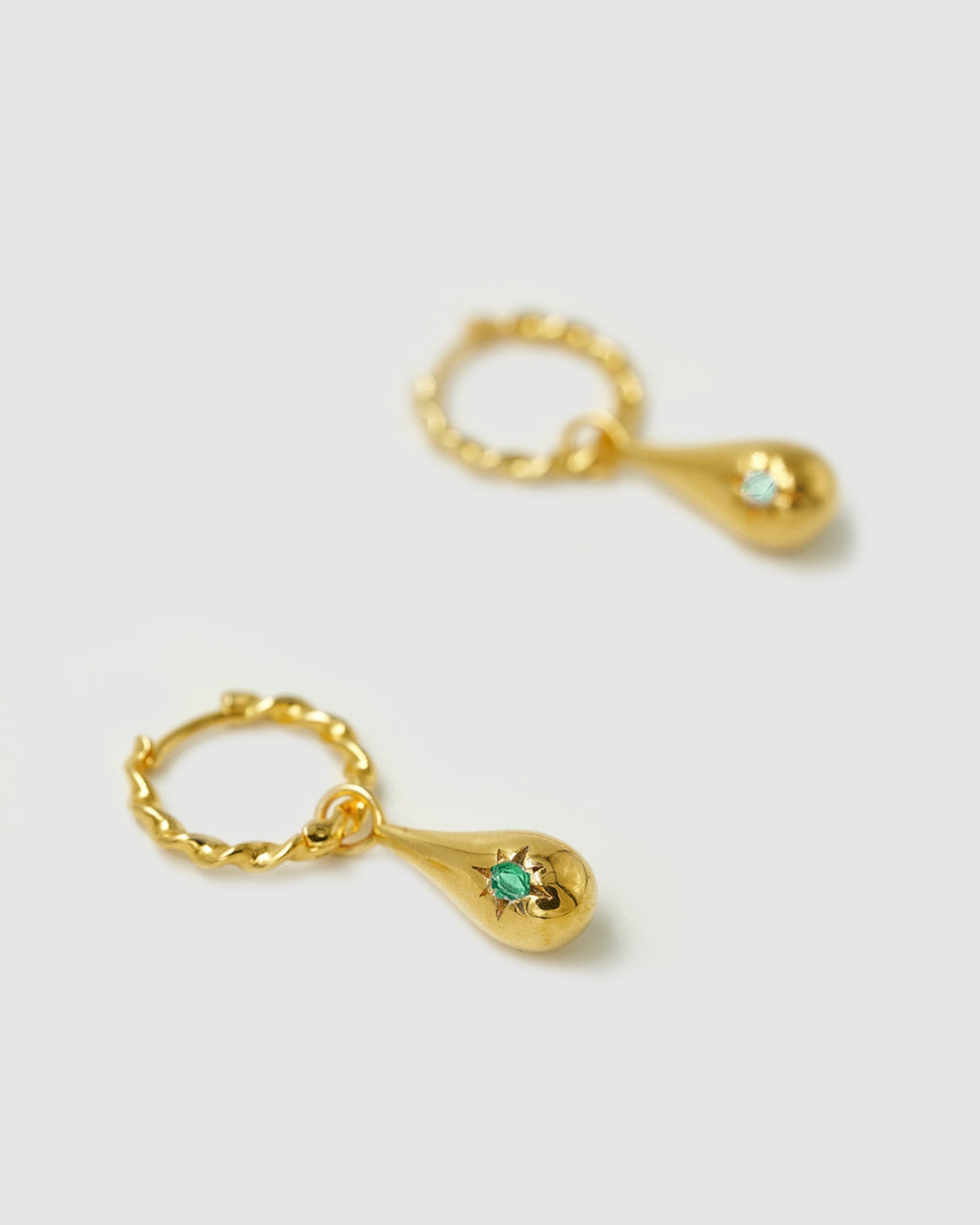 Tear Drop Twist Earring green/gold