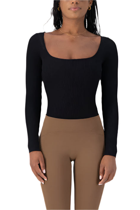 Catania Rib Knit Bodysuit Black