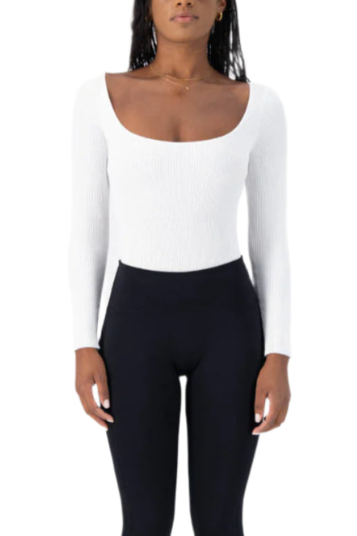 Catania Rib Knit Bodysuit White