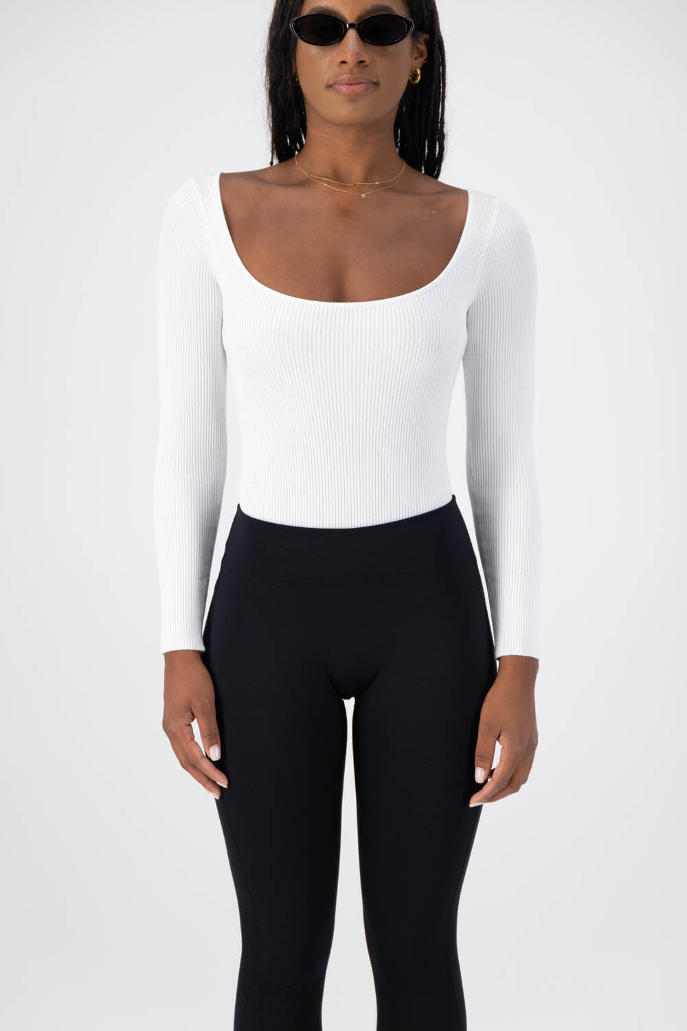 Catania Rib Knit Bodysuit White