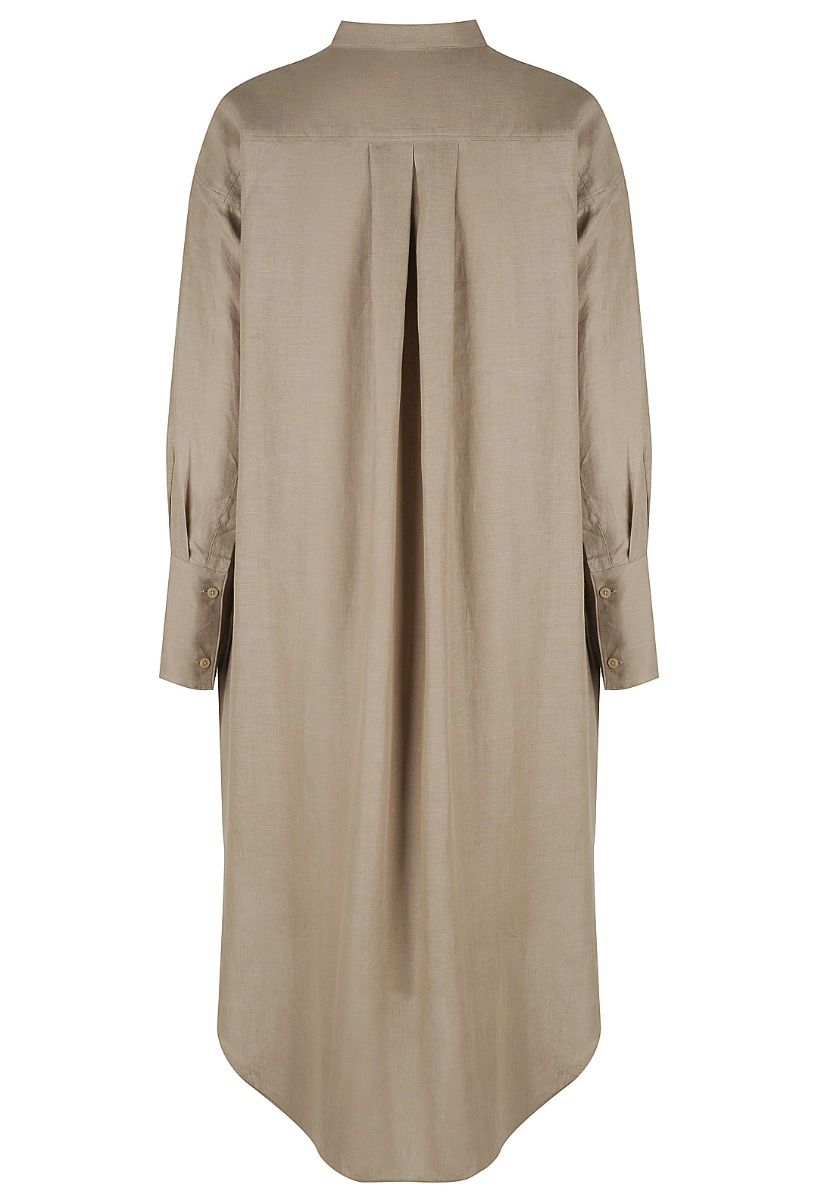 Classic Linen Shirtdress Taupe