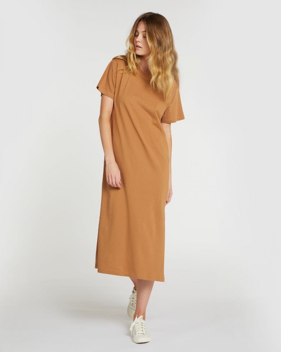 The Boxy Tee Dress Tobacco Brown