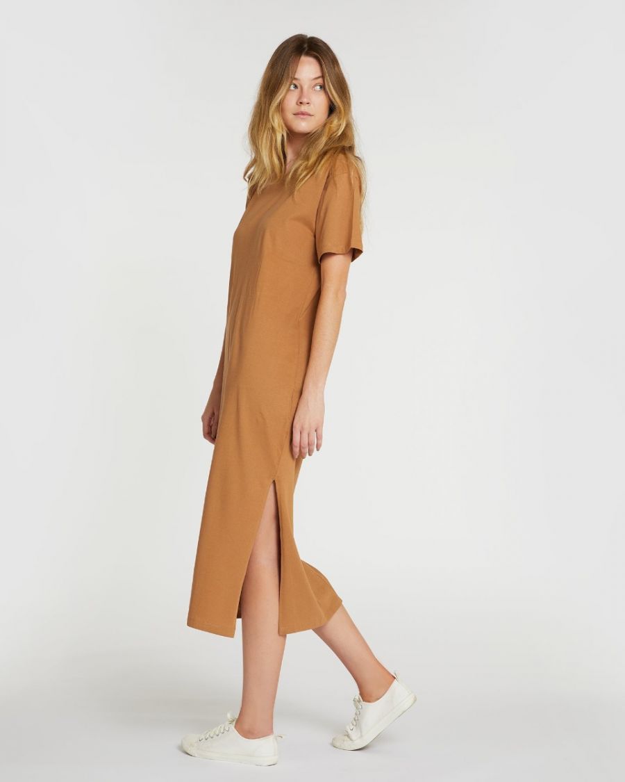 The Boxy Tee Dress Tobacco Brown