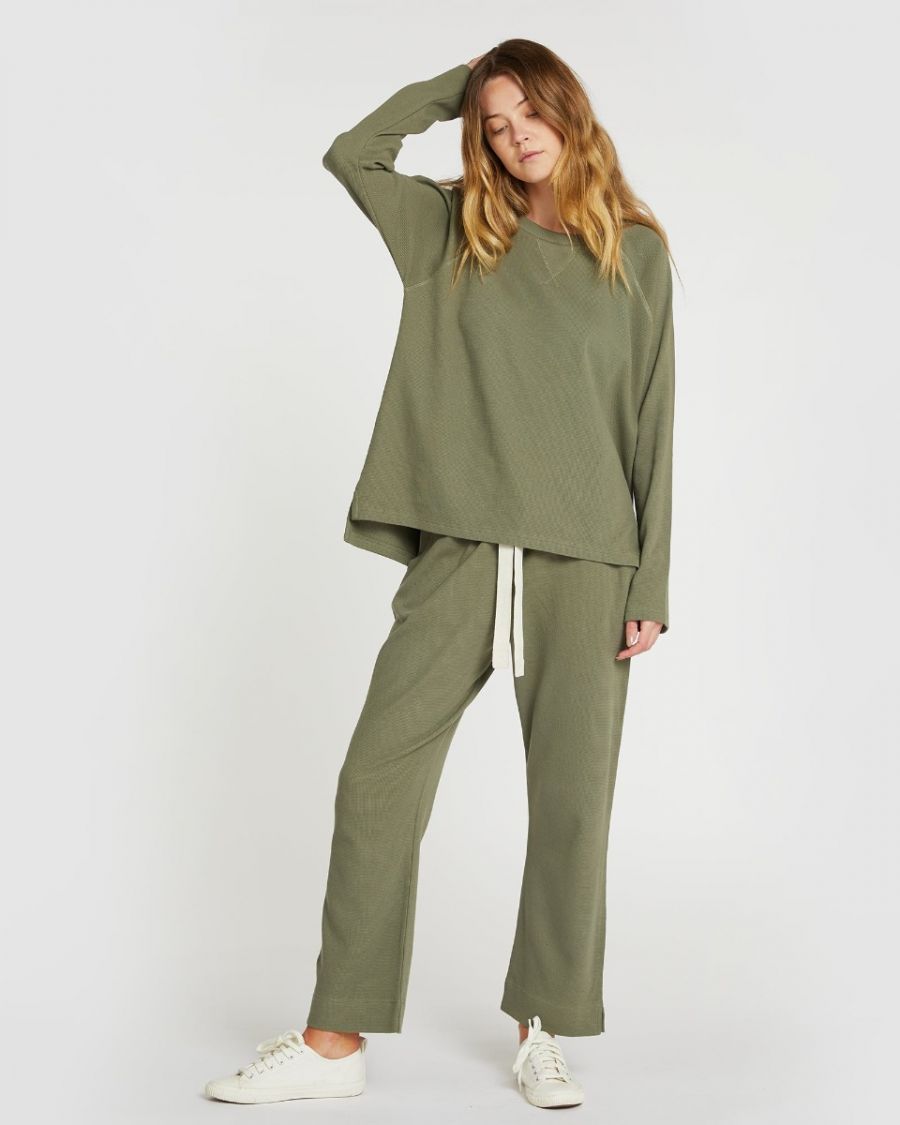 The Waffle Pant Dusty Olive