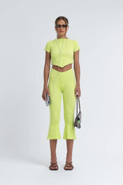 Ribbed Tie Tee in Algae