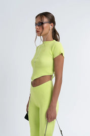 Ribbed Tie Tee in Algae