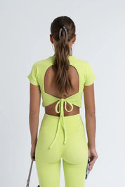 Ribbed Tie Tee in Algae