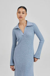 The Arlo Dress Blue Melange Cotton