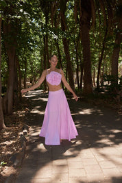 The Eliza Skirt In Fuchsia Stripe