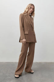 Wide Leg Wool Pants Truffle