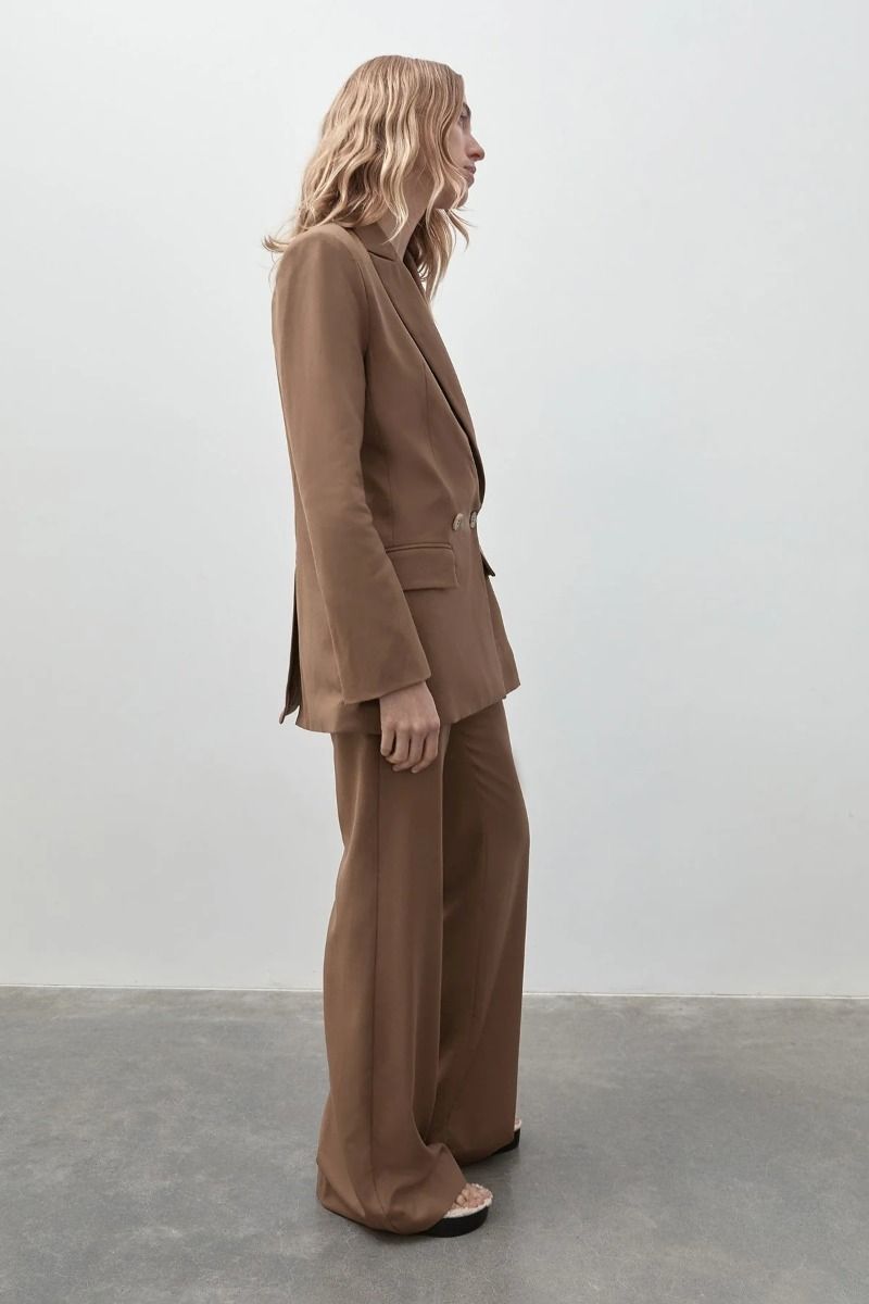 Wide Leg Wool Pants Truffle