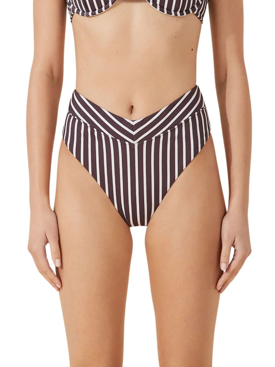 Plum Stripe V Waisted Brief Plum Stripe